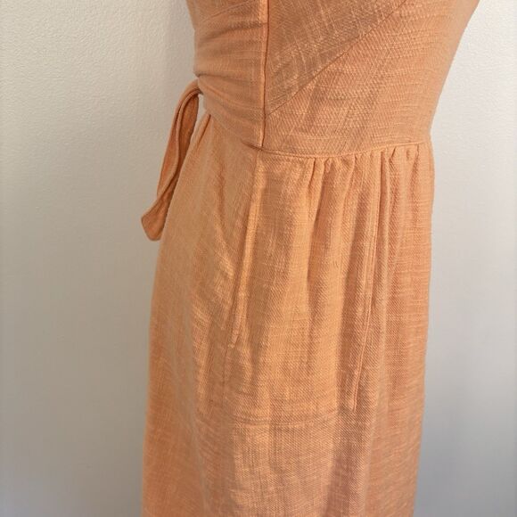 Anthropologie Size 4 Meadow Rue Ingalls Front Tie Apron Dress Pockets Orange - Picture 7 of 11